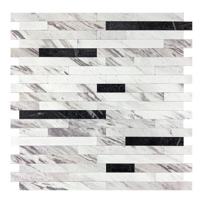 China Waterproof+ECO-Friendly+Self-adhesive Aluminum Peel and Stick Backsplash Tile Stripe PVC PVC Wall Tiles Stick On Kitchen Bathroom for sale