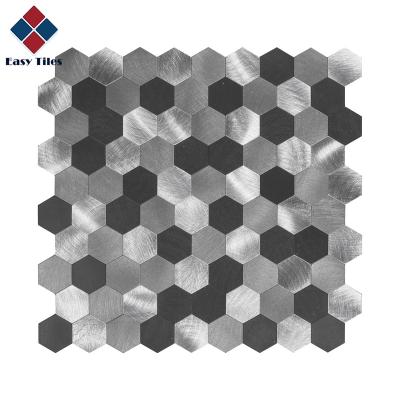 China Glazed Mosaic Tiles Peel And Stick Metallic Self Adhesive PVC Hexagon Tiles Waterproof Stick On The Wall for sale