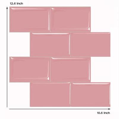 China Waterproof+ECO-Friendly+Self-adhesive 3D Gloss Pink Design Backed Self Adhesive Tile Waterproof For Bathroom Wall Tiles for sale