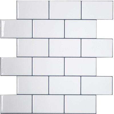 China Self Adhesive White Parquet Morden Kitchen Wall Decoration Mosaic Subway Tile Backsplash for sale