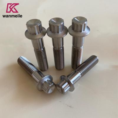 China gr5 Ti6al4v 12pt flange screws M7 M8 Titanium bolt for wheel hub for sale