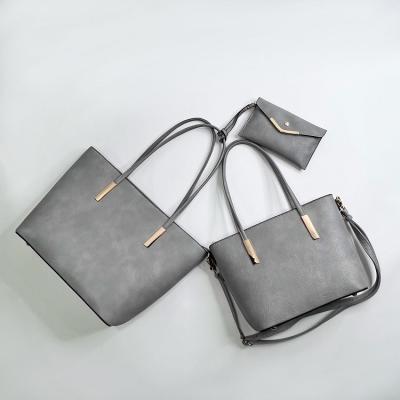 China Hot Selling 3 PCs Fashion Cute Graceful Elegant Zipper Custom Made High Quality Ladies Leather Handbag for sale