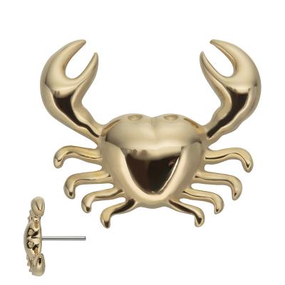 China Jewelry Wholesale Giometal 14K Yellow Gold Threadless Crab Upper Ends Lip FASHIONABLE Solid Custom Body Piercing Jewelry for sale