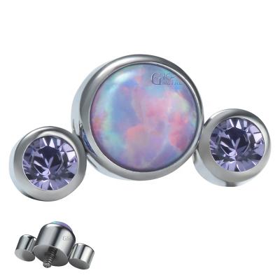 China CLASSIC Opal+CZ Group Setting Set Internally Threaded Upper Extremities Titanium Body Piercing Jewelry ASTM F136 for sale