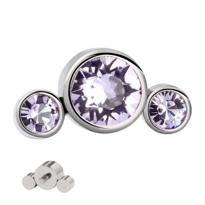 China ASTM F136 CLASSIC Titanium Group Bezel Set CZ Internally Threaded Upper Ends Body Piercing Jewelry Gemmed for sale