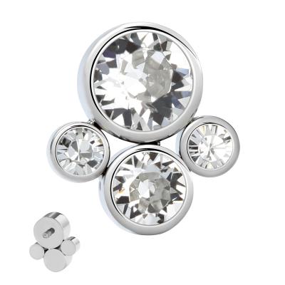 China CLASSIC ASTM F136 Titanium Internally Threaded Bezel Set Group All CZ Upper Ends Body Jewelry Piercing Wholesales for sale