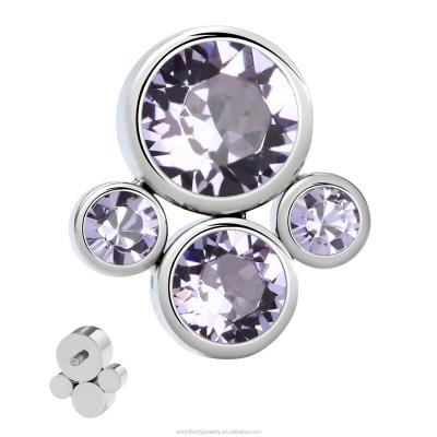 China CLASSIC ASTM F136 Titanium Internally Threaded Bezel Set Group All CZ Upper Ends Body Jewelry Piercing Wholesales for sale