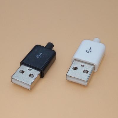 China Diy USB Male Connector 2.0 Plug 4 Pin Type A Component Cover Plastic Black White Diy USB Male Connector for sale