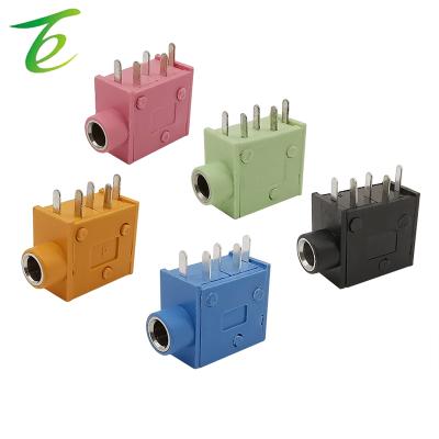 China Plastic+Metal 5Pcs PJ-325 Earphone Jack PJ325 3.5mm 3.5mm 5 Pin Stereo Female Socket Audio Earphone Connector Blue/Black/Pink/Green/Orange for sale