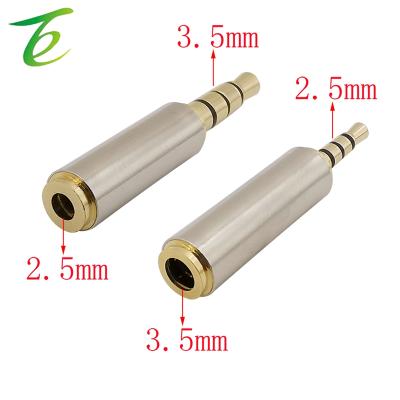 China Jack 2.5mm Male To 3.5mm Jack 4 Pole Connector 1Pcs Metal Female Audio Male 2.5mm To 3.5mm Female Audio Stereo Adapter 3.5 Mm Jack To 2 Converter Earphone Connector, 5 mm Socket 4 Pole for sale