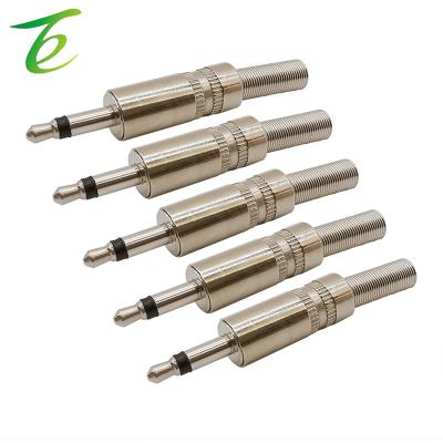 China 3.5mm Jack Connector Plug With Welding Type 3.5mm Mono Male Plug 2 Pole Earphone Audio Cable Spring Metal Extension Plugs Jack Adapter With Spring Tail for sale