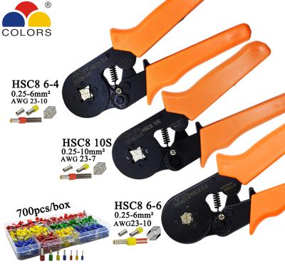 China HSC8 10S Mini Crimp Pliers 0.25-10mm2 23-7AWG HSC8 6-4/6-6 With Needle Terminal Pressure Wire Tube 700pcs/box Type Mini Tools for sale