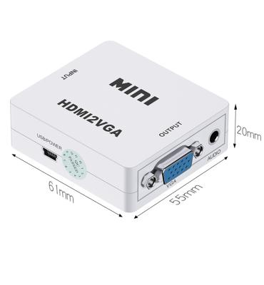 China MINI HD2VGA Multi Use Converter Box HDTV 1080P HD To VGA Adapter With Audio Power For Xbox DVD PS3 Projector Converter Box for sale