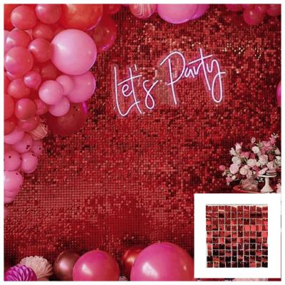 China Decoration Birthday Backdrop Shimmer Sequin Backdrop Panels Shimmer Wall Red for Wedding Party Baby Shower Background Wall Decor for sale