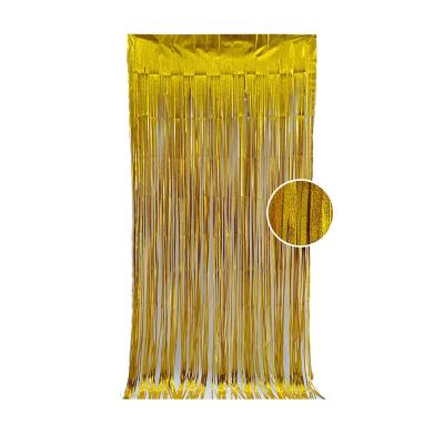 China Pet Tinsel Curtains Metallic Tinsel Gold Foil Curtain Party Decoration Backdrop 1m x 2m Fringe Frosted Foil Curtain Party for sale