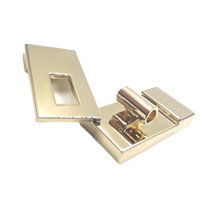 China Eco-friendly high quality custom made rectangle gold metal bag twist lock for handbags for sale