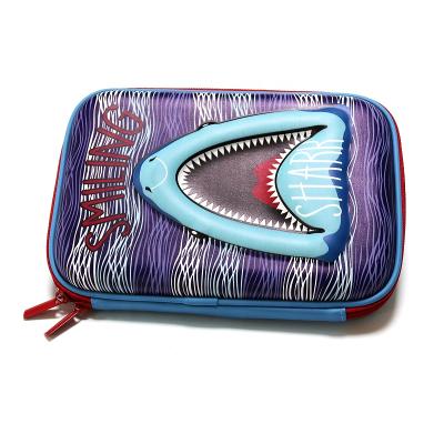 China 3D School Touch Shark Pattern Large Capacity Student Stationery Hard Shell Pencil Case For School Children for sale