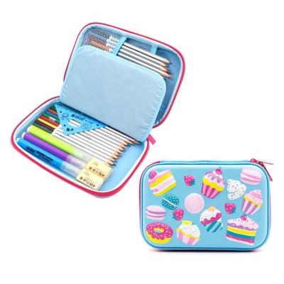 China Cute 3D Touch Cake Case School Soft Leather Touch Pattern Custom Printing Hard Pencil Case Zipper Hard Pencil Case For Kids for sale