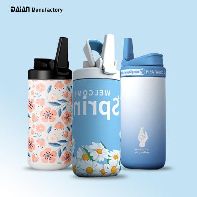 China Daian New Viable Design Patent Insulated Vacuum Flask Sublimation White Stainless Steel Kids Thermal Tumbler Water Bottle for sale