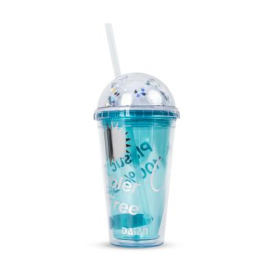 China Viable Logo Printed Acrylic With Plastic Lid Wall Cup Tumbler for sale