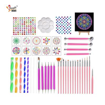 China Art Tools Mandala Stencil Kit Painting Pen Mandala Tool Mandala Stencils Coloring Drawing Dotting Fun Kids Drawing Board for sale