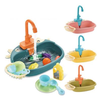 China Children's Favorite Electric Toys Wash Sink Kitchen Pretend Play Kitchen Set Toy Organizer/ for sale