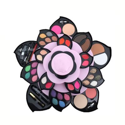 China Waterproof wholesale cheap price valentines gifts colorful eye shadow flower highlighter kiss rose shaped makeup box set for sale