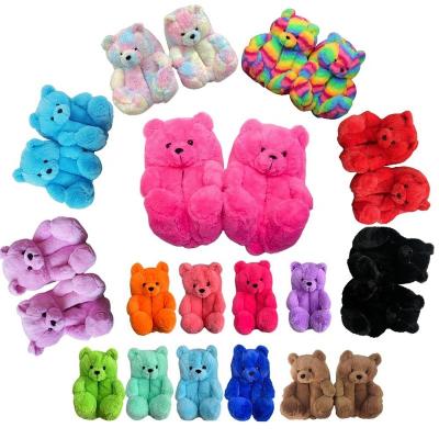 China Fashion Trend Lovely Plush Fast Shipping Adult/Children's Day Gift/Teddy Bear Slipper Comfortable House Toddler Size Slippers for sale