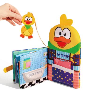 China Eductional Preschool Toys Baby Soft Cloth OEM Material Washable Animal Tails Binding Sensory Contrast Cloth Book Set for sale