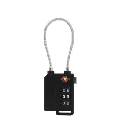 China Plastic TSA Combination Padlock Travel  Luggage Use With Steel Rope for sale