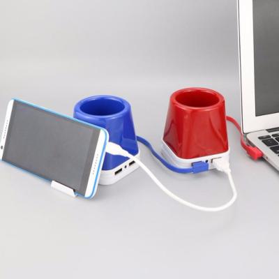 China Can be used as USB HUB 4 IN 1 LED multifunction desk lamp, park container, cell phone holder, output USB HUB, different colors available for sale