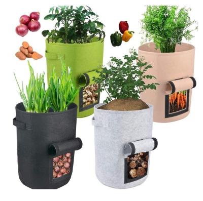 China Indoor and Outdoor Plant Growth Size All Eco-Friendly Vegetable Breathable Fabric Nonwoven Garden Planter Potato Felt 7 Gallon Grow Bag for sale