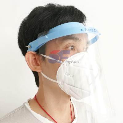 China Reusable PET Polycarbonate Dentist Detachable Adjustable Antifog Anti Splash Face Shield for sale