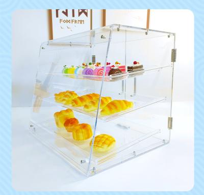 China Acrylic Pastry Display Case With Removable Trays And Magnetic Rear Doors for sale