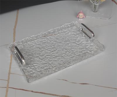 China Stylish Clear Stone Finish Acrylic Tray Plexiglass Serving Tray Modern Style for sale