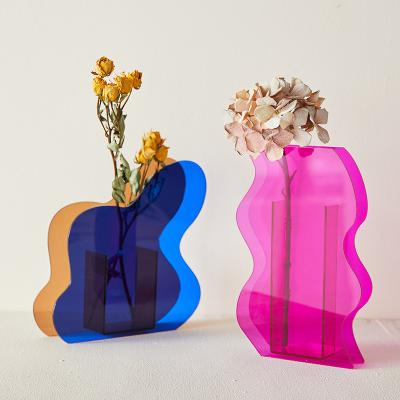 Cina 5 mm di spessore Vaso di fiori in acrilico moderno, supporti per fiori in acrilico a colori personalizzati in vendita