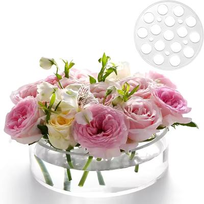 China 12 Holes Round Acrylic Flower Box Floral Stands For Home Decor Or Wedding Table for sale