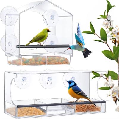 China JYD Transparent Suction Cup Acrylic Birdfeeder Outdoor Window Birdhouse for sale