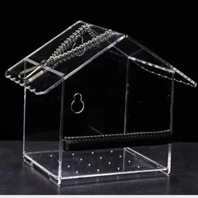 China Bem Nutrido Acrílico Bird Feeder Janela Plexiglass Casa de pássaros Forma personalizada à venda