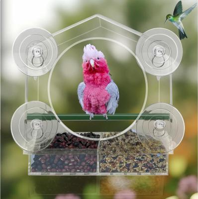 China Waterproof Acrylic Bird Feeder With Suction Cups For Windows Easy Clean And Refill for sale