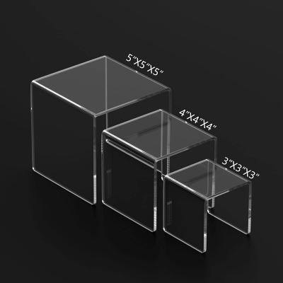 China Transparent Acryl Display Rack Riser Stand Schaufenster für Dessert Schmuck Dispaly zu verkaufen