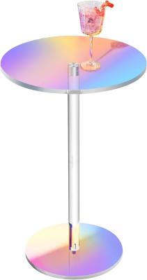 China Knock Down Design Acrylic Tea Table Rainbow Dazzling Color Acrylic Round Table for sale