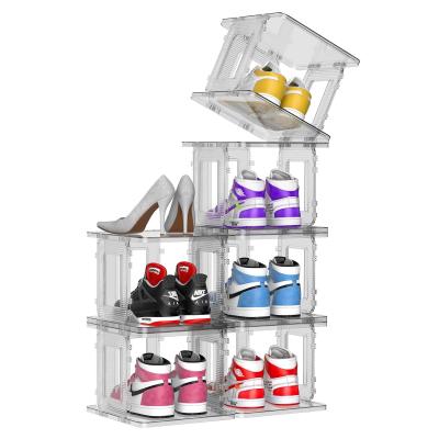 China 6 tier schoenen opslag Acryl rek, vrijstaande acryl schoenen organisator voor kast Te koop