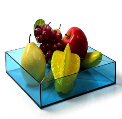 Chine OEM plateau acrylique vert carré plateau en plexiglas à fruits avec compartiments amovibles à vendre