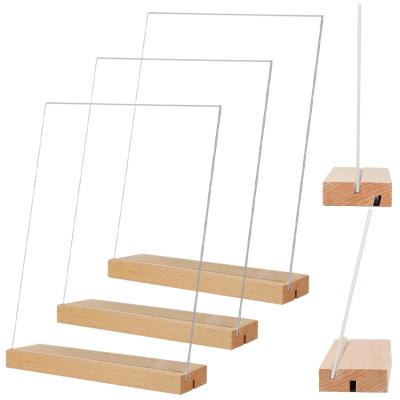 China 3 Packungen Akrylschildhalter 8,5 x 11 mit Holzbasis zu verkaufen