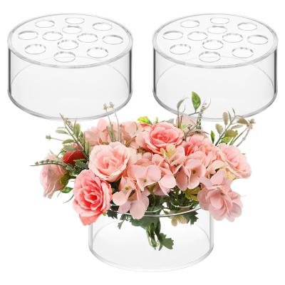 China 3pcs	Acrylic Flower Vase Floral Centerpiece With 12 Holes For Dining Table Decoration for sale