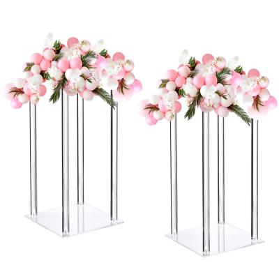 China Clear 15.7 Inches Tall Acrylic Flower Stand For Wedding Party Dinner Centerpieces for sale