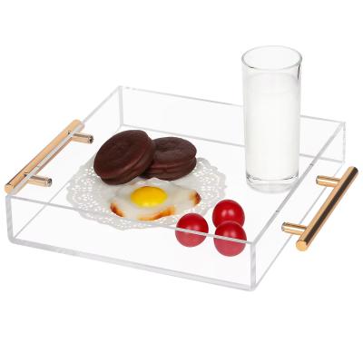 China 10x10 Zoll Quadrat Acryl-Tray mit Metallgriffe Organisator für Tee oder Kaffee zu verkaufen