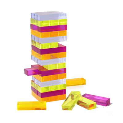 China Custom Acrylic Stacking Blocks Parent-Child Educational Game Domino Building Toy with 48 Blocks for Stacking Tower for sale