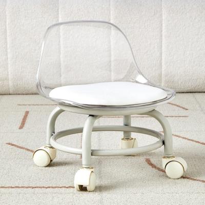 China Short Rolling Stool Chair With Back Support Acrylic Modern Furniture rolling stool chair for sale